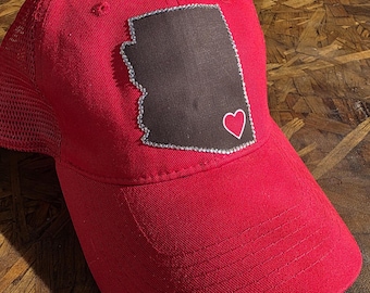 Custom State Hats- Arizona love Hats- Rhinestone State Silhouette Hats