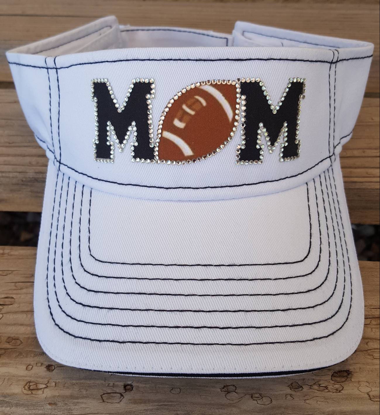 Football Mom Sun Visor Bling Football 