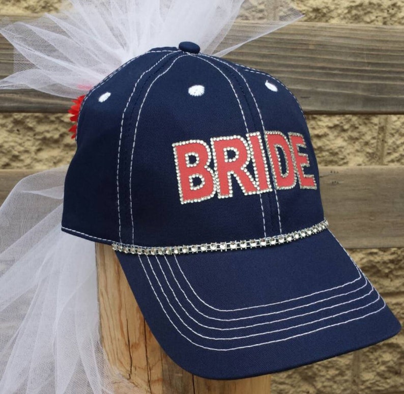 Bachelorette Bride hat and veilBaseball theme cap with veil Etsy
