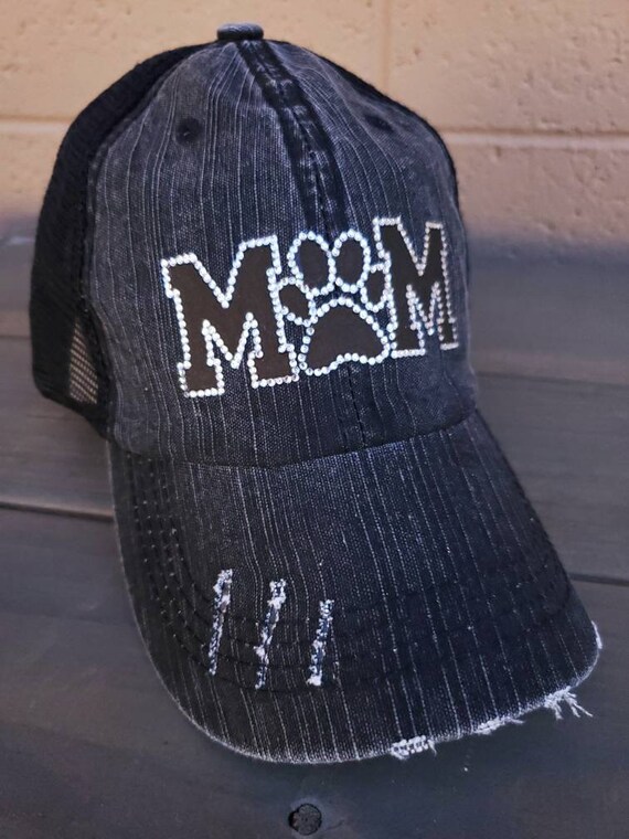 Dog Mom Hat, Gift for Dog Mom, Bling dog mom cap, Dog Mom Trucker Cap, Dog momma hat, Bling Dog Paw Mom Hat