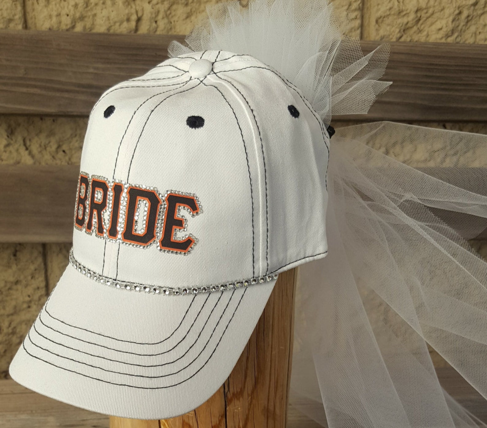 Bride Baseball Hat with veil for Baseball game Bachelorette Etsy