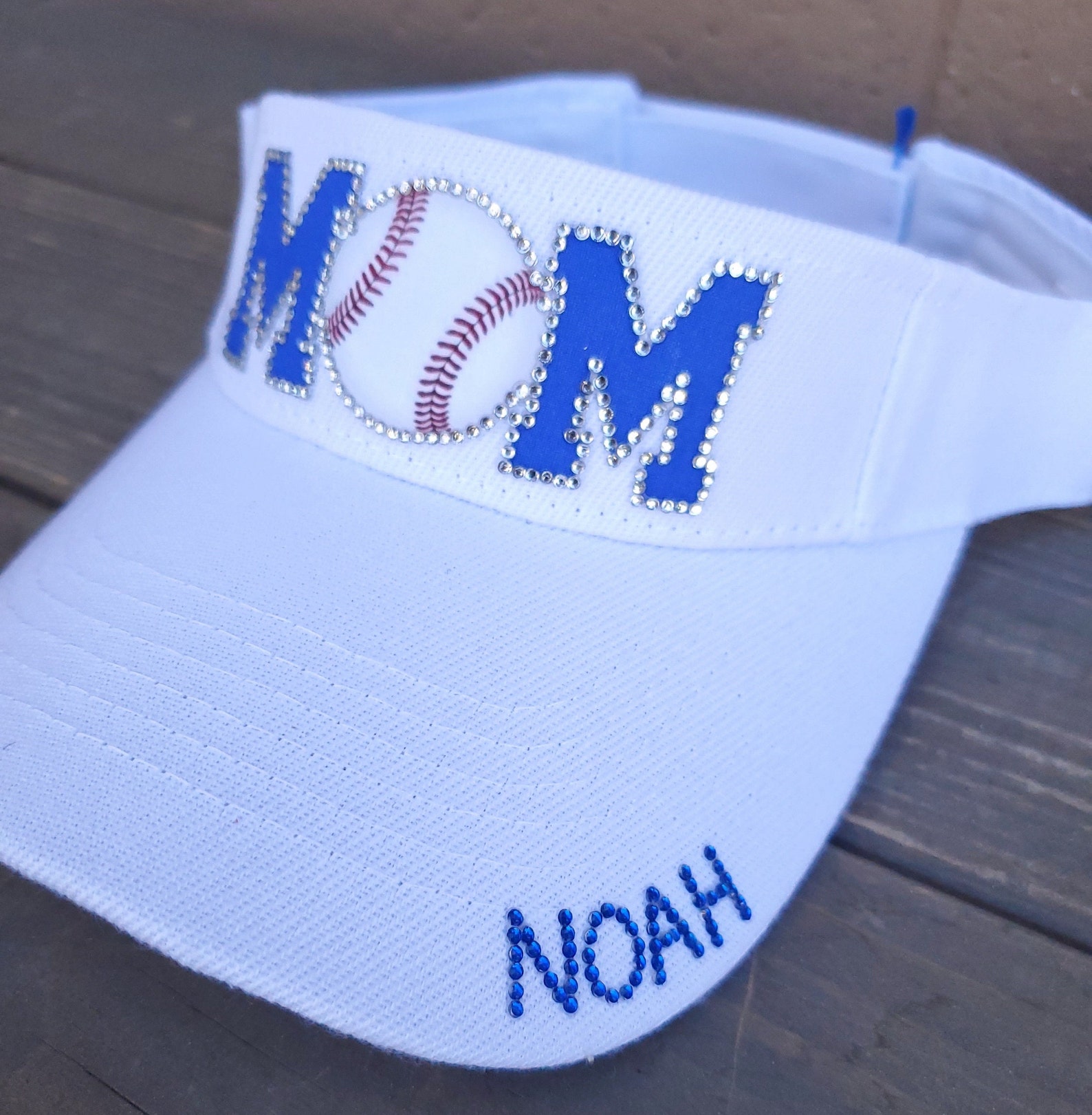 Rhinestone Baseball MOM Visor Etsy
