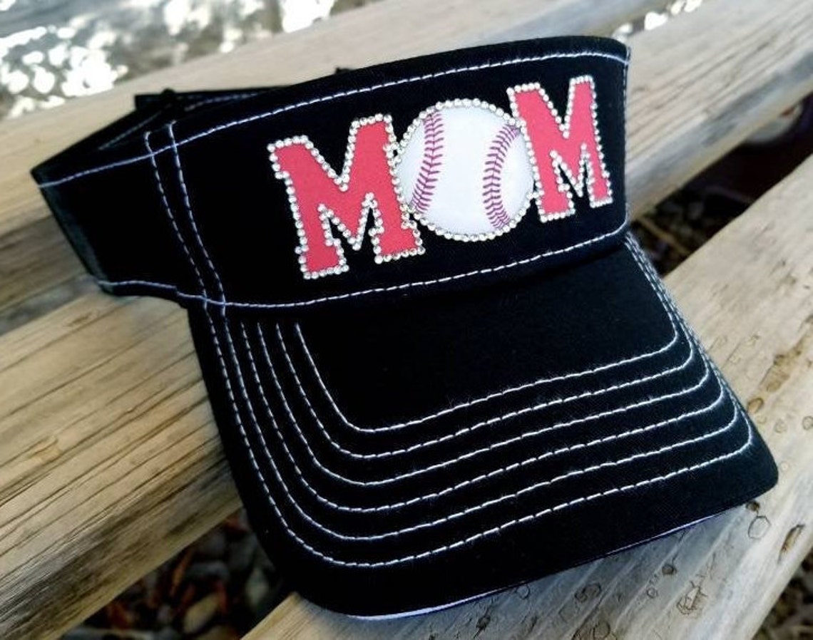 Rhinestone Baseball MOM Visor Etsy
