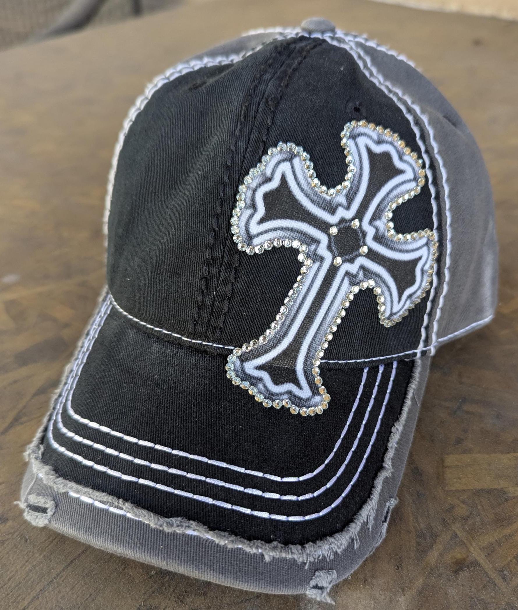 Rhinestone Cross Hat, Bling Cross Dad Hats and Trucker Caps 