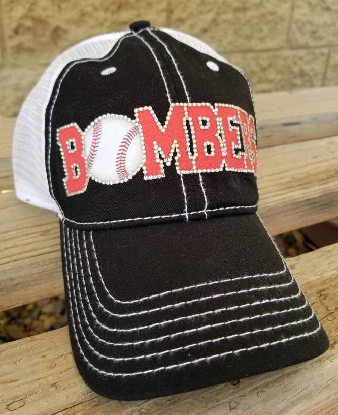 Softball Mom Hats, Rhinestone Softball Mom Hats With Rhinestone Softball  and Custom Team Name. 