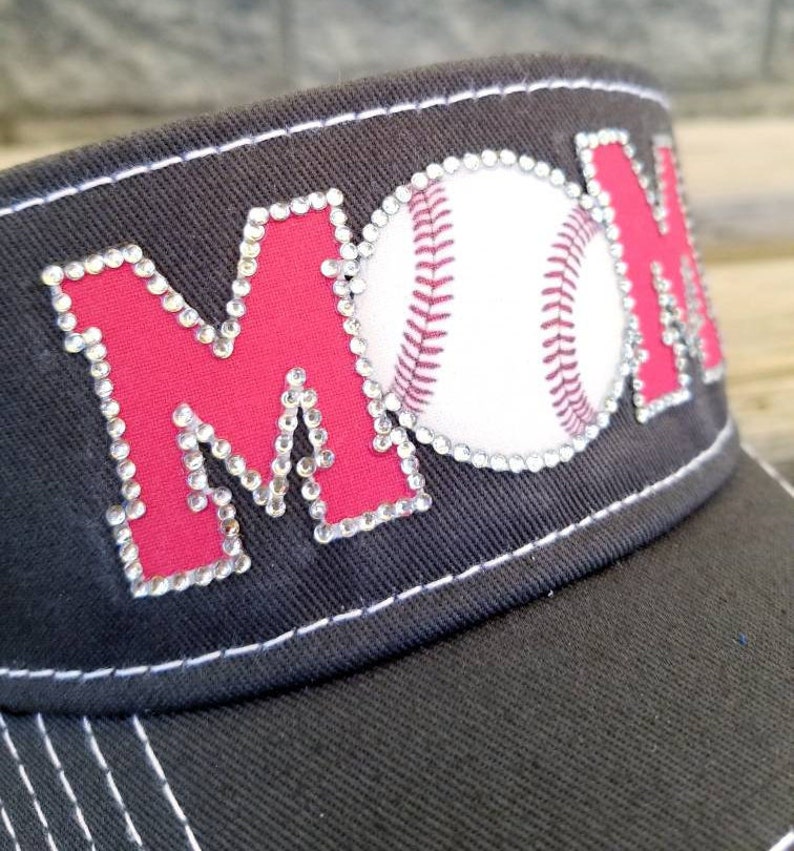 Rhinestone Baseball MOM Visor Etsy