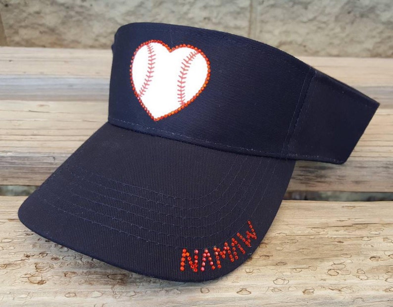 Baseball Mom Sun Visor, Baseball Heart Hat, Baseball Mom Bling Heart Visor, Baseball Heart Sun Visor, Love Baseball Heart Hat image 9