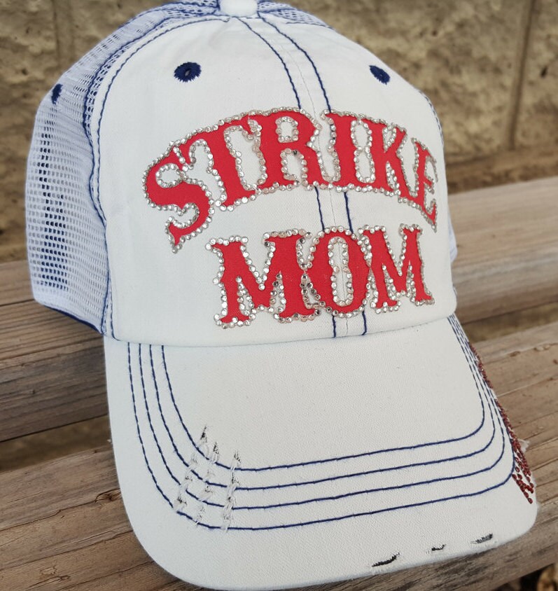 Bling Baseball Mom Hats, Custom Baseball and Softball Team Hats- Each Letter Surrounded by Shiny rhinestones! Click Here to See!