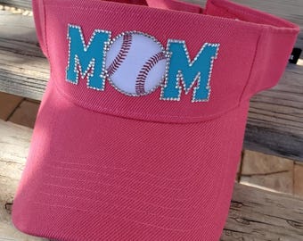 Baseball Mom Sun Visors, Bling Baseball Sun Visors, High Quality Baseball Sun Visors, Baseball Mom Hats with contrast stitching
