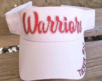 Warriors Baseball Mom Sun Visor, White Sun Visor with Red Warriors Baseball Hat,