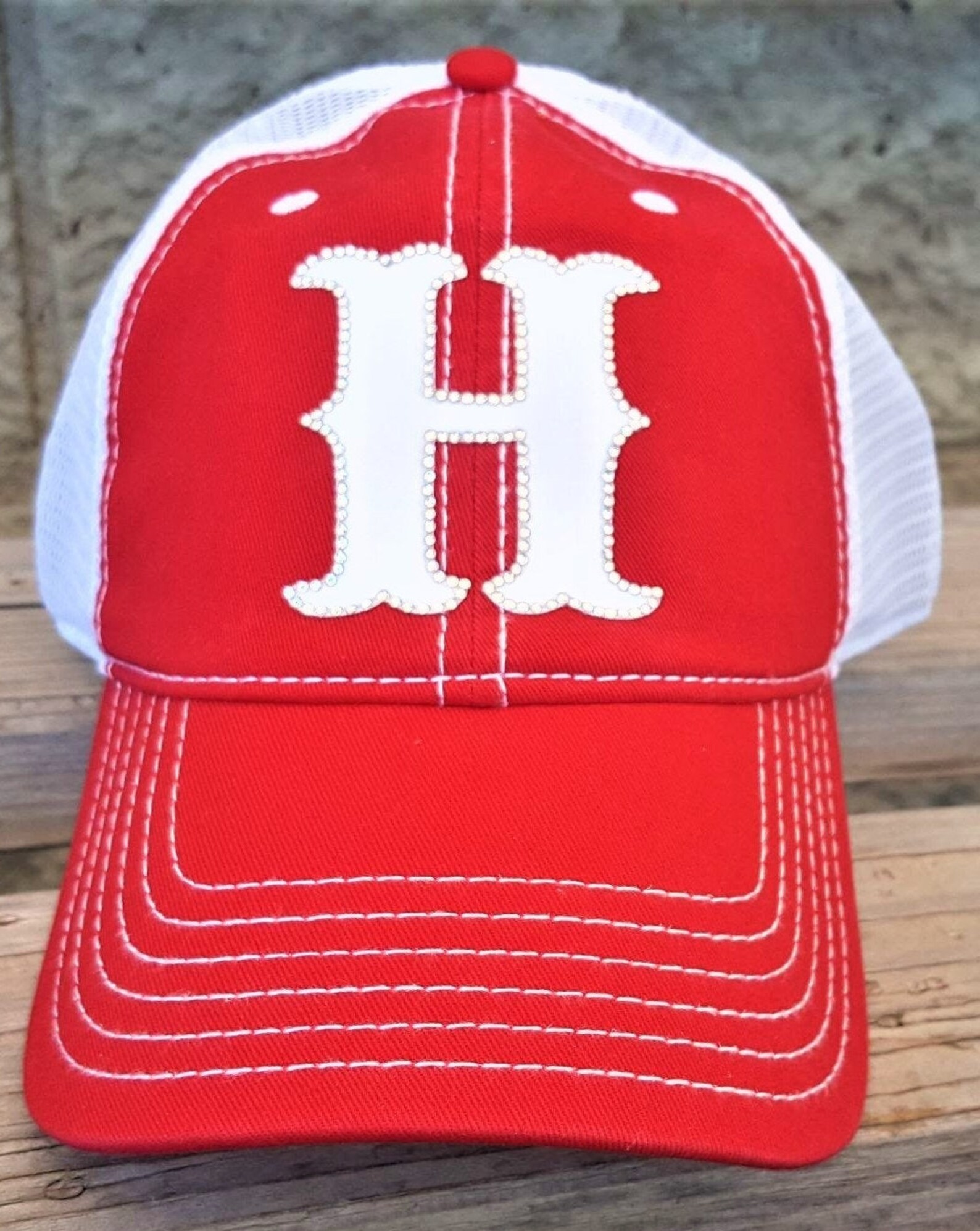 Varsity Letter B Baseball Mom Hat Rhinestone Letter Hat Etsy