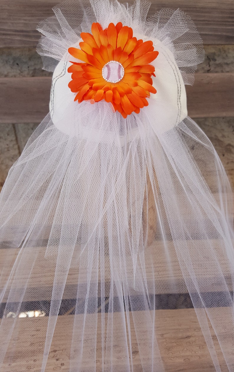 Bride Baseball Hat with veil for Baseball game Bachelorette Etsy