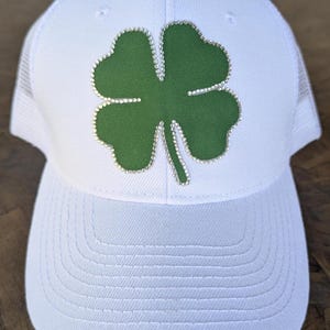 St. Patrick's Day Rhinestone Hats, Four leaf clover Bling Hat, Feeling Lucky Shamrock Hat