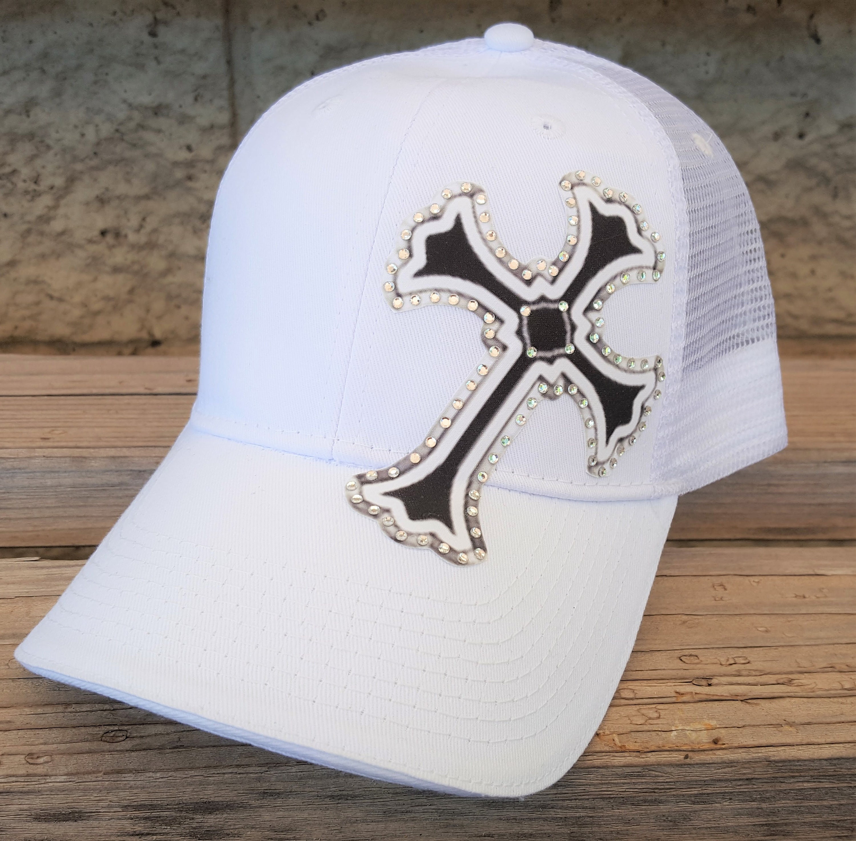 Embellished Cross Baseball Cap in Cream Christian Baseball Cap: 3D Cross Embroidery  main image 4