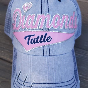 Softball Mom Hats-Custom softball team hats with shiny rhinestones-Your teams name in your teams colors