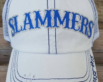 Baseball Mom Hat, Slammers Baseball Team Hat, Baseball caps or Distressed Mesh Trucker Cap style, Customized Baseball Hats