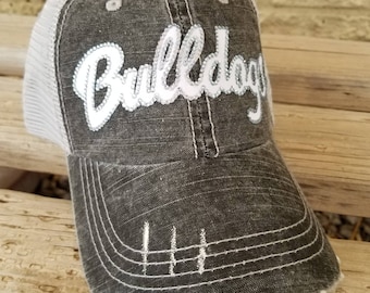 Bulldogs Bling Hats, Custom Baseball and Football Hats, Custom Team Hats, Bling Baseball Mom Hats,