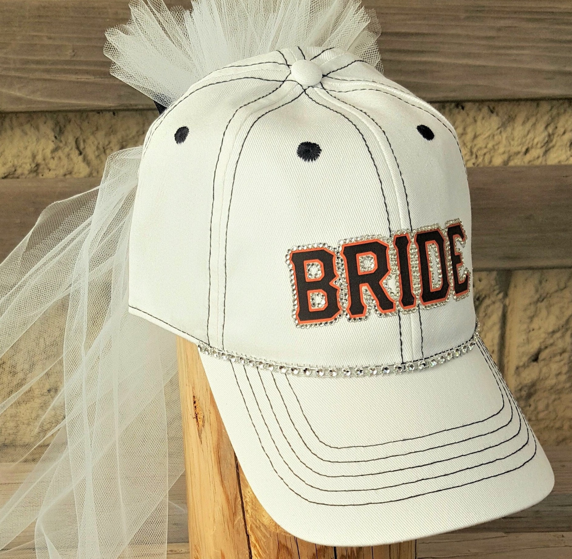 Bride baseball cap with veil Clearance