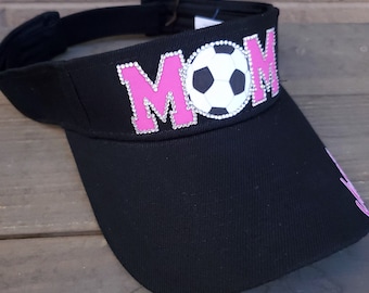 Soccer mom sun visor, shiny rhinestone soccer mom visors, Personalized Soccer Mom Hats