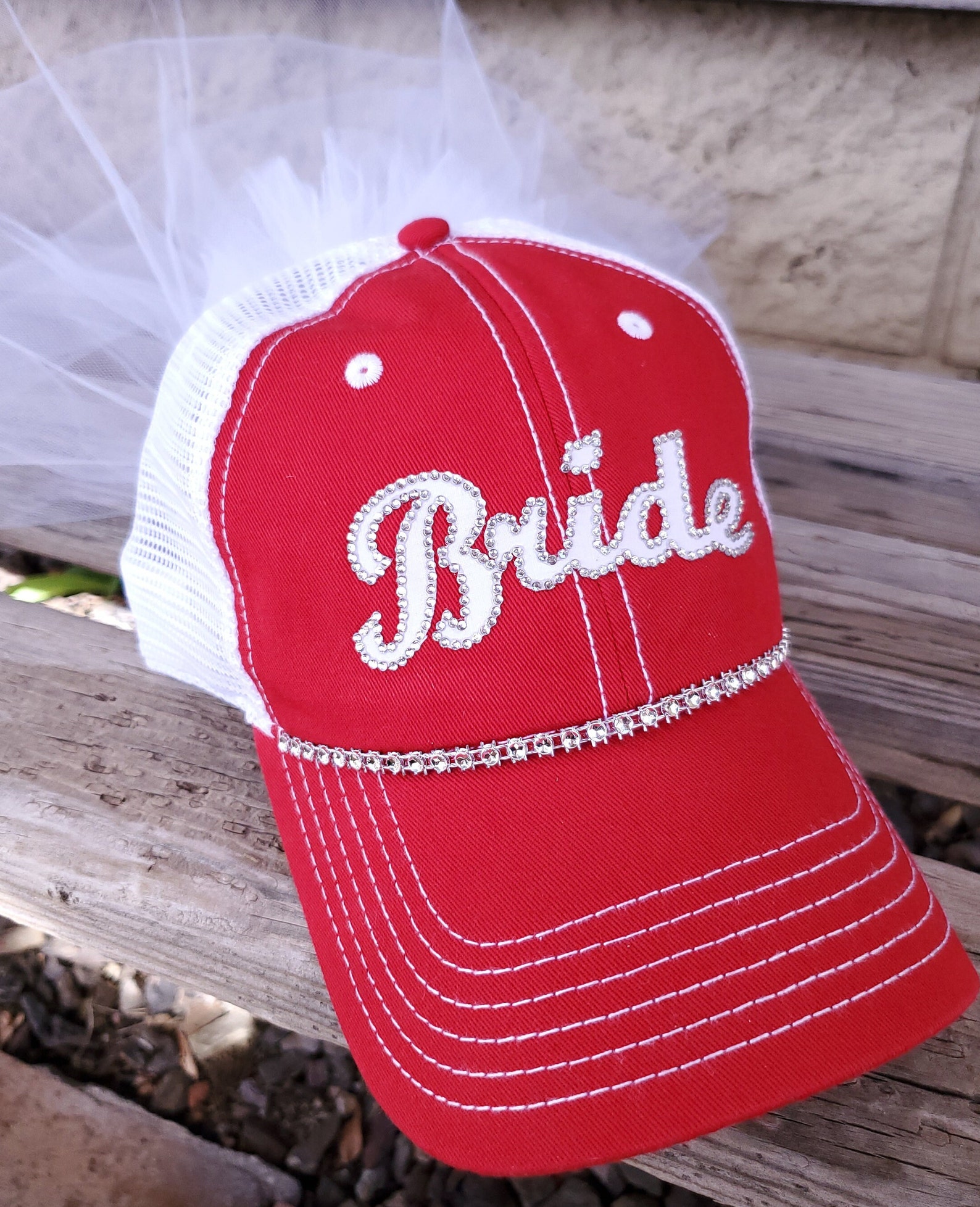 Baseball Bachelorette Hats Bride Baseball Cap With Veil Etsy