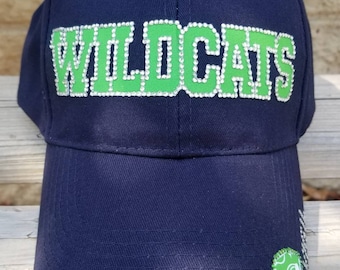 Football Mom Hat, Wildcats Football Team Hats, Custom Football Bling Hats, Football Team Logo and Name Hats