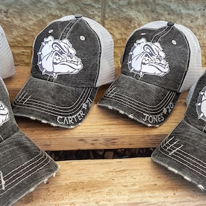 Football Mom Hat, Bulldogs Football Team Hats, School Team Hats, Bling Football Hats, Football Mom Trucker Caps, Bulldogs Team Logo Hats