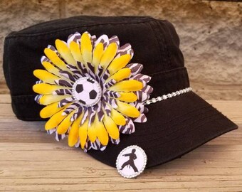 Custom Sport Mom Hat, 2 Sport Hat with rhinestone band, Multi-Sport Mom Hat, Custom Team Hat for Sports Mom-You Choose the sports!