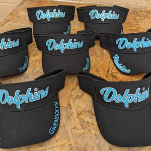Custom Team Sun Visors -All sports, your child&#39;s team name and colors on visor you select surrounded by ultra shiny rhinestones