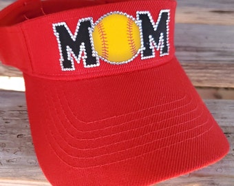 Softball Mom Sun Visor, Custom team Sun Visors, Rhinestone Softball Mom Hats and Sun Visors