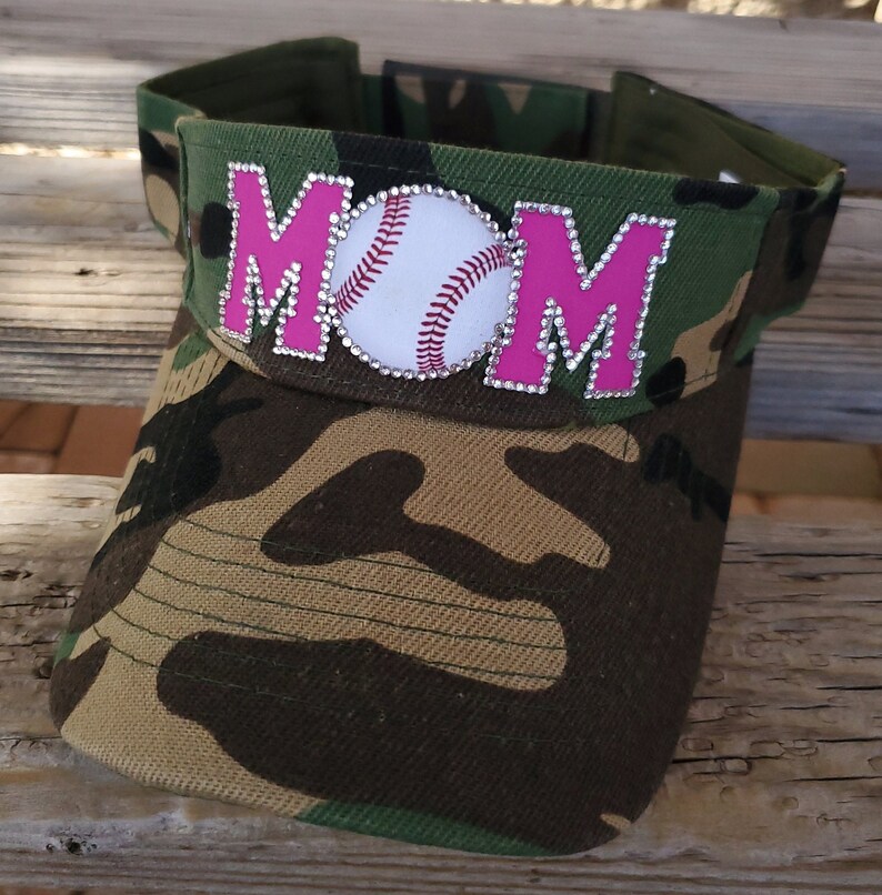 Rhinestone Baseball MOM Visor Etsy