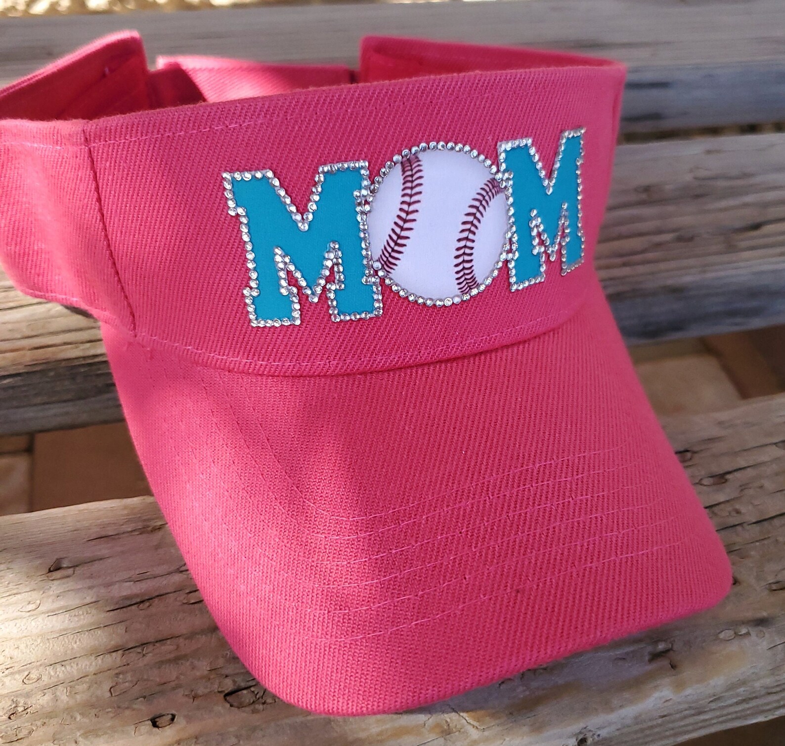 Rhinestone Baseball MOM Visor Etsy