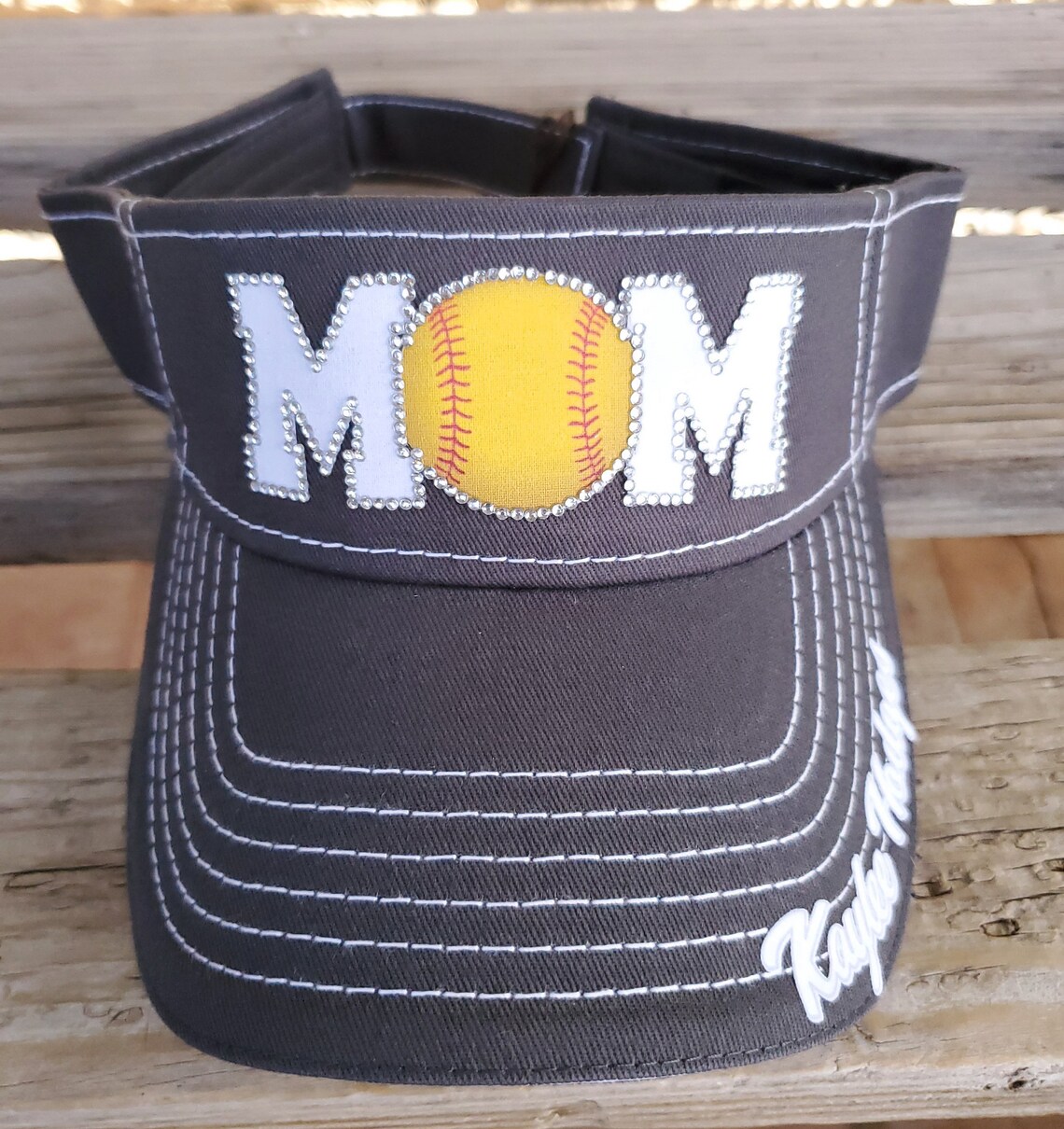 Softball Mom Sun Visor Custom Team Sun Visors Rhinestone Etsy