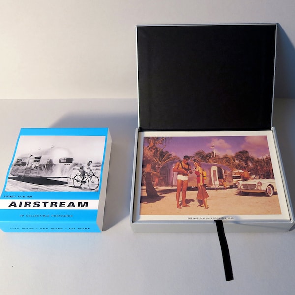 Boxed Set of 40 Airstream Travel Trailer Postcards, RV, 50's, 60's Vintage Photography, Adventure, holiday, collectible