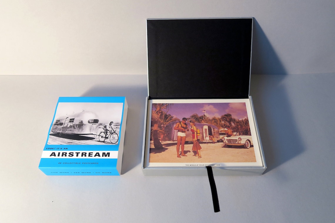 Boxed Set of 40 Airstream Travel Trailer Postcards, RV, 50's, 60's