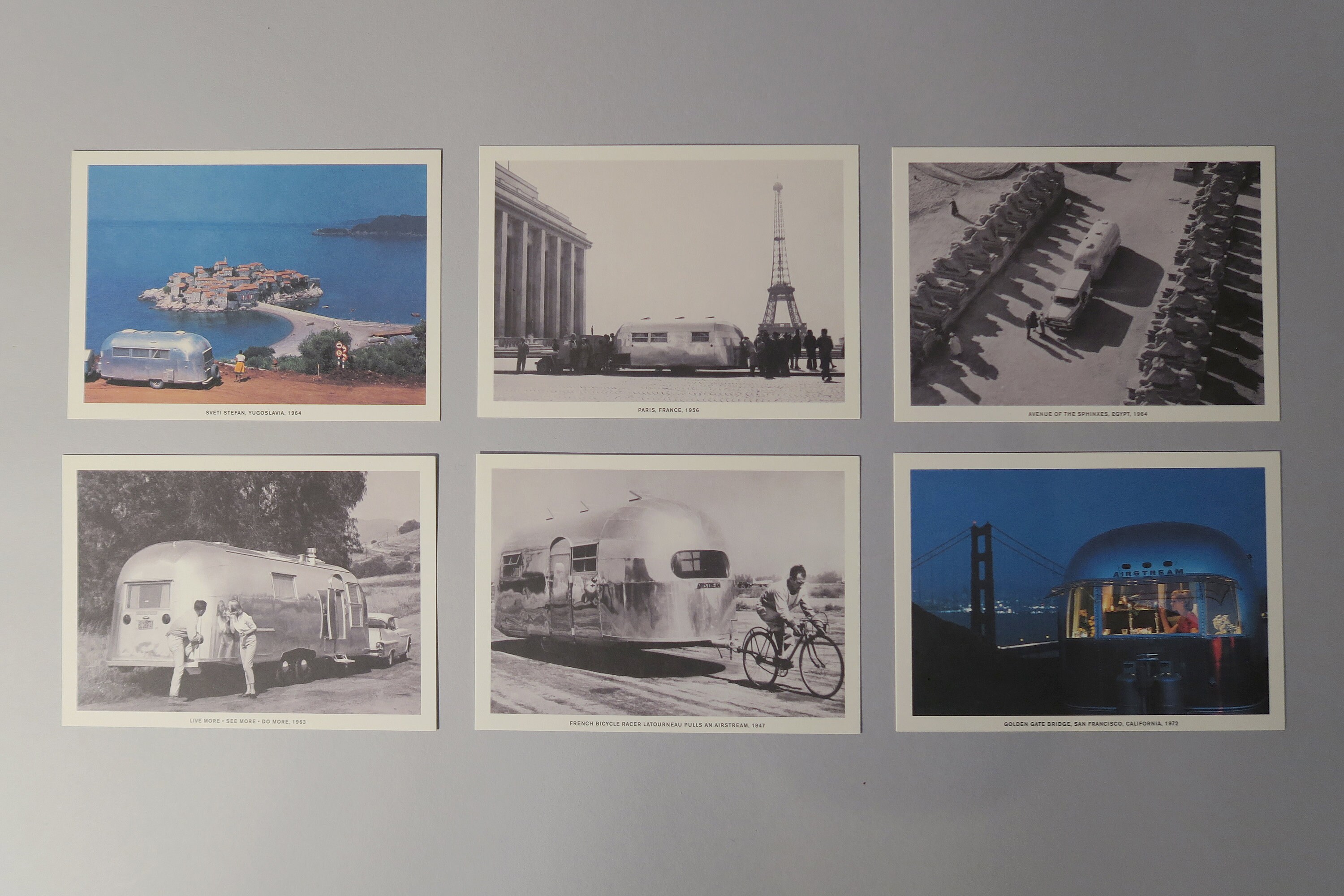 Boxed Set of 40 Airstream Travel Trailer Postcards, RV, 50's, 60's