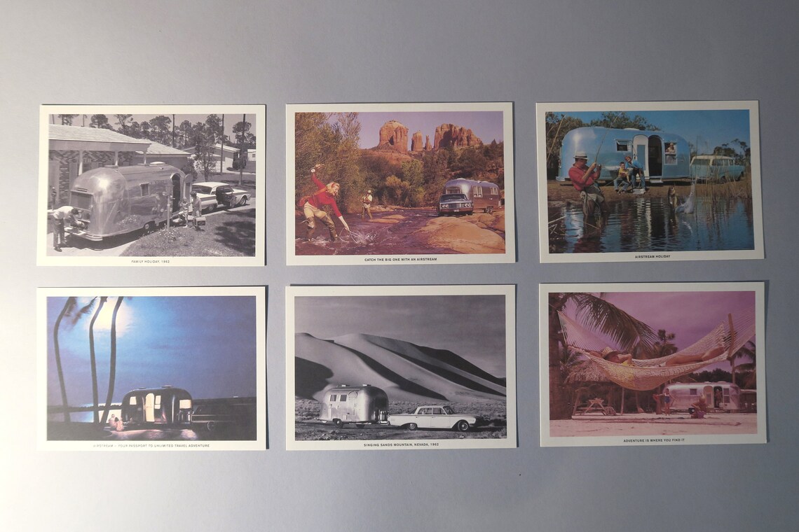 Boxed Set of 40 Airstream Travel Trailer Postcards, RV, 50's, 60's