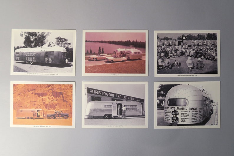 Boxed Set of 40 Airstream Travel Trailer Postcards, RV, 50's, 60's