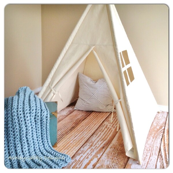 Natural Canvas Play or Prop Tent with Window