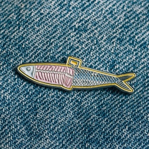 Sardine Pin, Sardine Enamel Pin, Foodie Gifts, Soft Enamel Pin, Sardine Can Pin, Sardine Art, Christmas Gift, Stocking Stuffer, Fun Gifts image 2