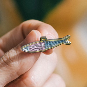 Sardine Pin, Sardine Enamel Pin, Foodie Gifts, Soft Enamel Pin, Sardine Can Pin, Sardine Art, Christmas Gift, Stocking Stuffer, Fun Gifts image 5