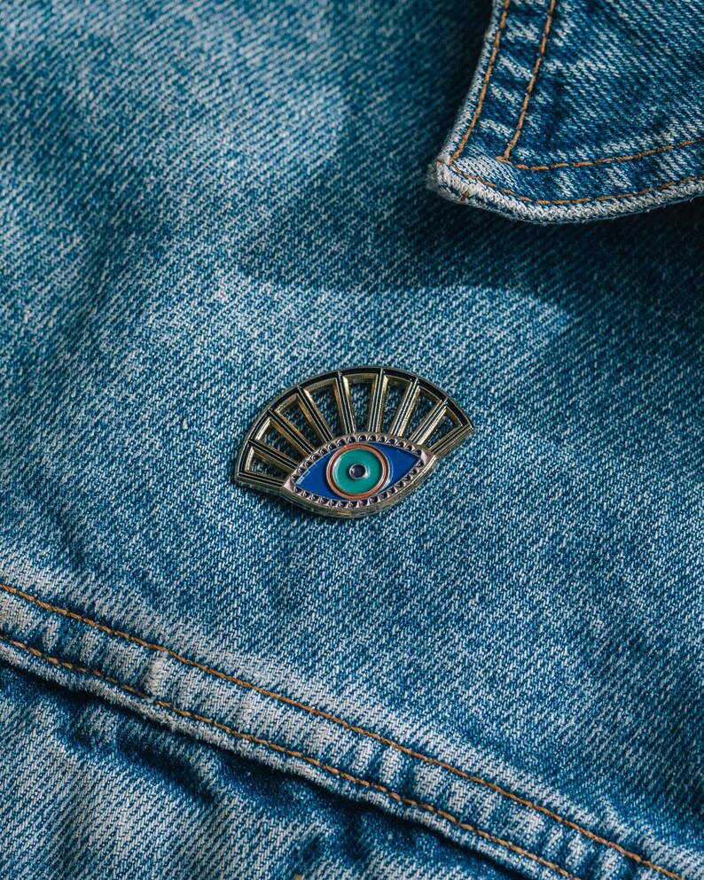 Evil Eye Pin, Evil Eye Enamel Pin, Evil Eye, Soft Enamel, Protection Pin, Good Luck Pin, Eye Pin, Christmas Gift, Stocking Stuffer, Fun Gift image 2