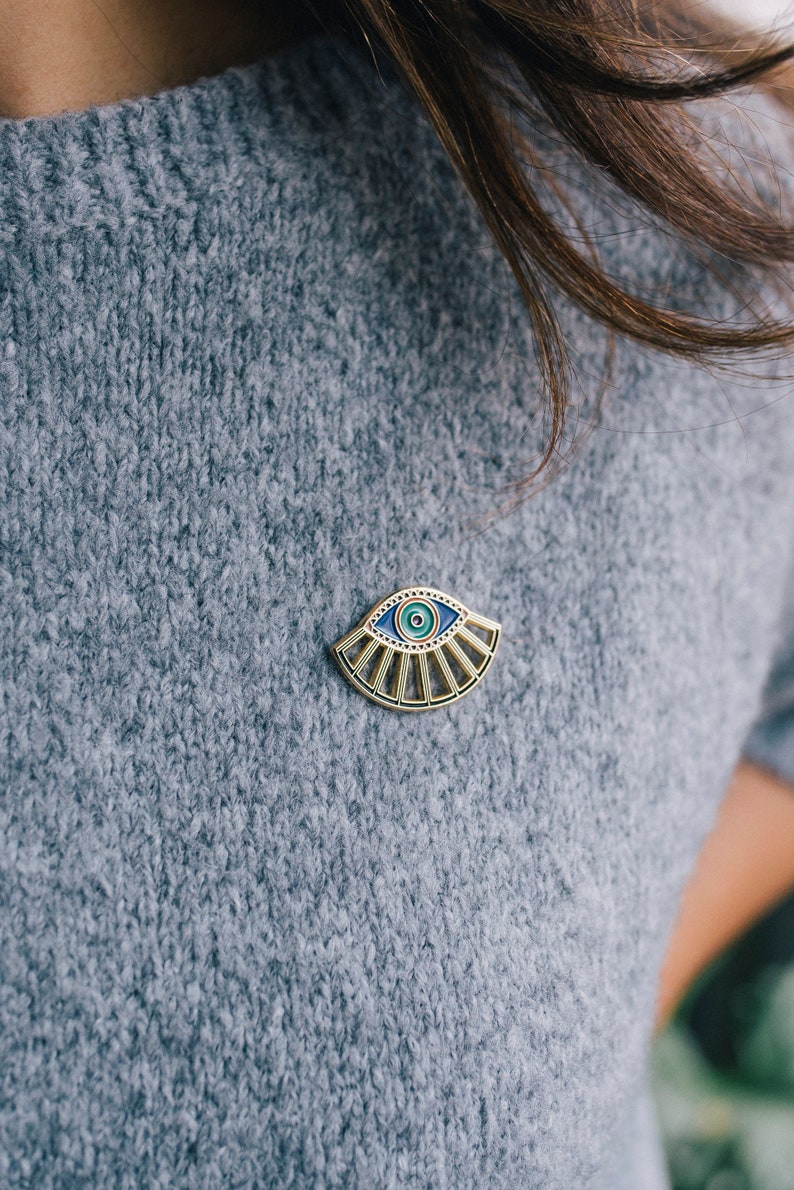 Evil Eye Pin, Evil Eye Enamel Pin, Evil Eye, Soft Enamel, Protection Pin, Good Luck Pin, Eye Pin, Christmas Gift, Stocking Stuffer, Fun Gift image 8