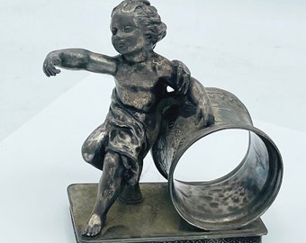 Antique Reed and Barton 1285 Cherub Napkin Ring Holder- Silver Plate- 19th Century