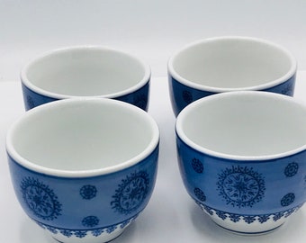 Vintage (4)  Ceramic Blue and White Small Bowls- 3" - Chip free