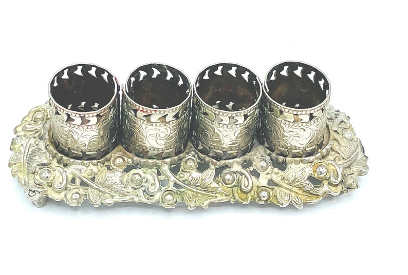 Vintage Lipstick Holder Silver Tone Metal Filigree 4 slots image 2