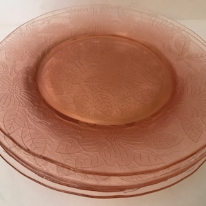 Vintage (4) PC Dogwood or &quot;Apple Blossom&quot; Luncheon Plates from MacBeth Evans Glass Co