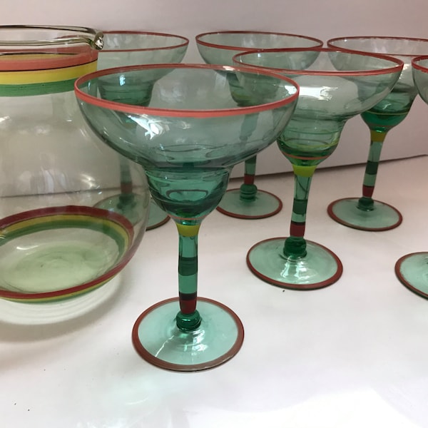 Margarita Hand Painted Glass Set Etsy