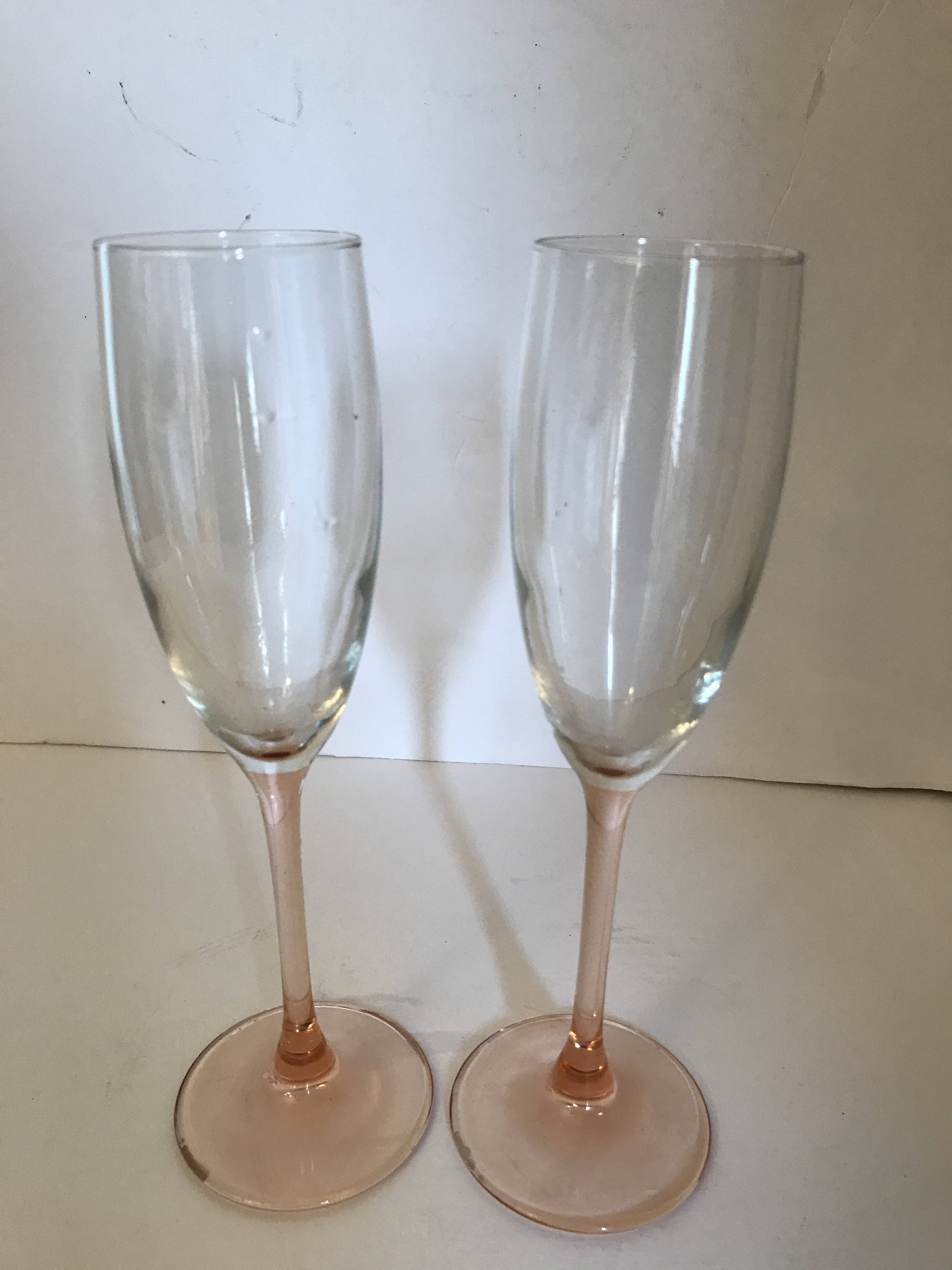 Vintage 2 Arcoroc France Champaign Glasses Set Pink Stemmed Etsy