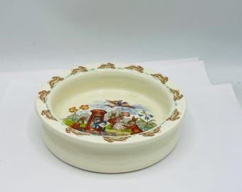Bol de avena infantil vintage Royal Doulton Bunnykins - Porcelana fina inglesa con forma de buzón de correos, 6 1/4"
