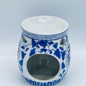 Vintage Blue and White Hand painted Double Happiness Tea Light  Candle Holder